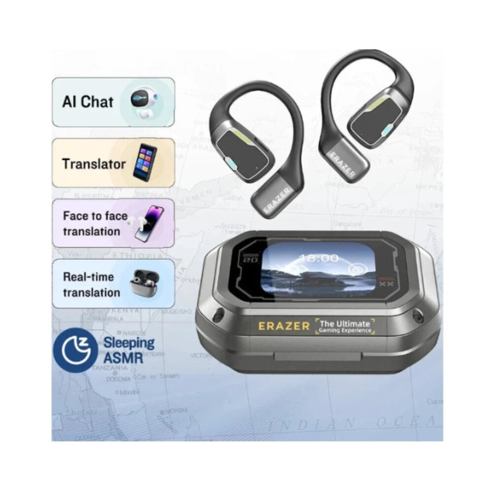 AI Bluetooth Earphones XP6 Translator, ASMR, DIY Equalizer, Office, Travel, Gray